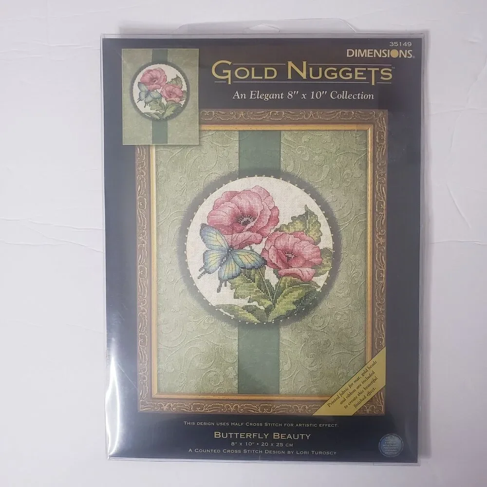 Dimensions Gold Nuggets Butterfly Beauty Cross Stitch Kit #35149 NEW 2004
